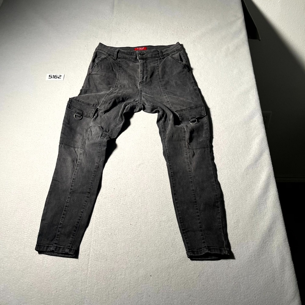 Guess Los Angeles Jeans Men 30 Black Denim Cotton Stretch Dark Wash Straight Leg